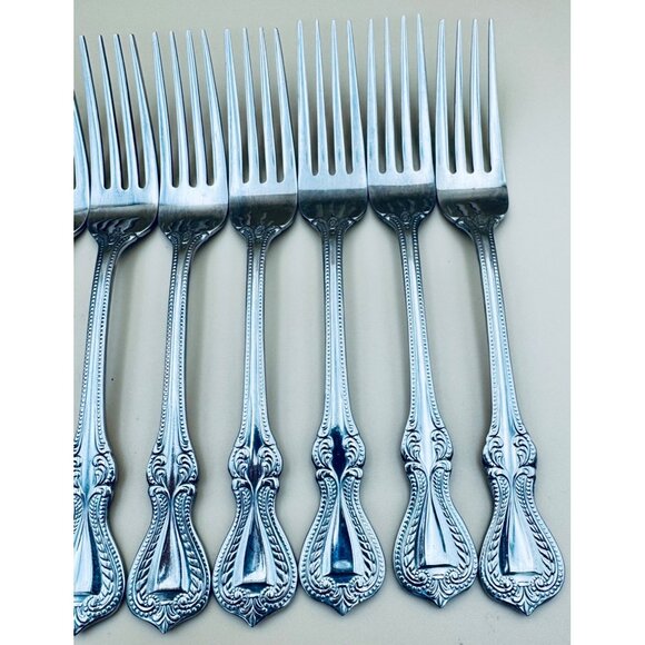 Set Of 8 Towle Old Colonial 18/10 Stainless 8" Dinner Forks Flatware - Picture 3 of 10